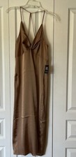 Express Women Gold Long Midi Cocktail Dress Size Large NWT