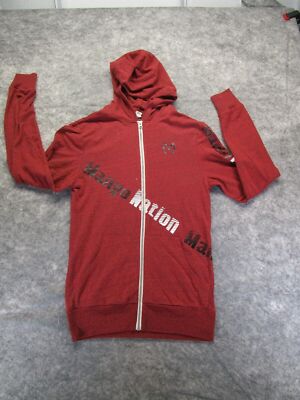 Mango Nation Hoodie Sweatshirt Men s XS Full Zip graphic print red sweater