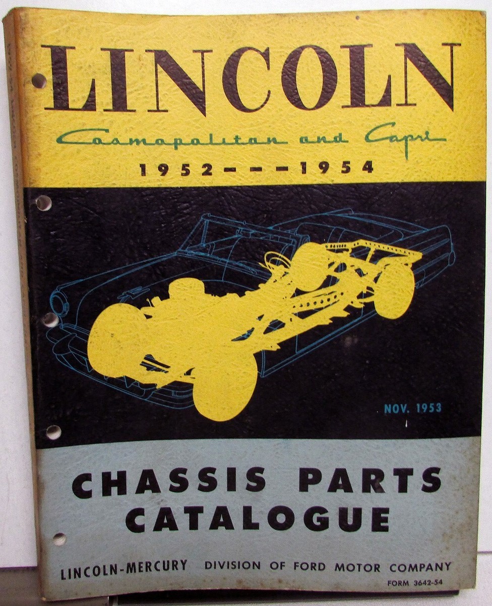 Original 1952 1953 1954 Lincoln Chassis Parts Catalog Book