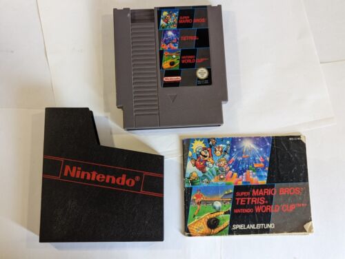 Super Mario Bros. / Tetris / World Cup - With Instructions - NES Nintendo - Tested - Picture 1 of 3