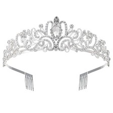 Crystal Crown Gorgeous Tiaras for Women Queen Princess Crown Beautiful Silver