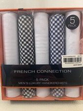 New Men's French Connection Handkerchiefs Luxury 5 Pack Cotton Blend