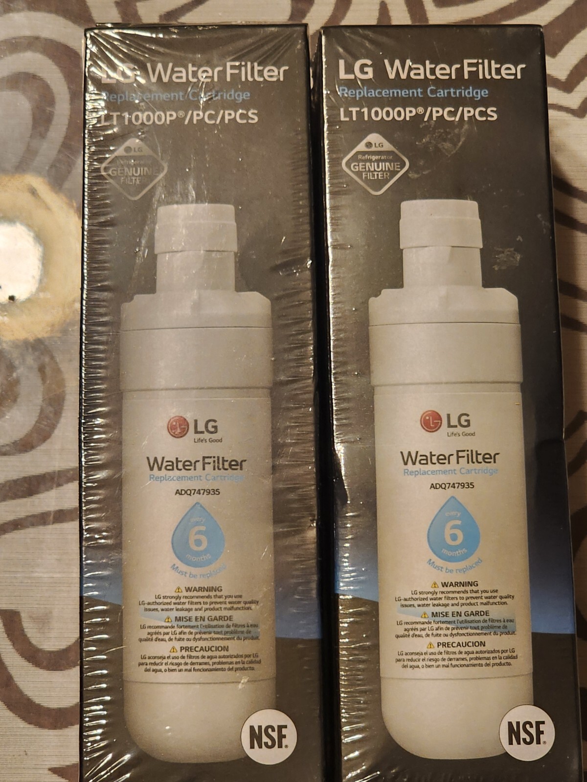 Lot Of 2 Genuine LG Water Filter LT1000P Replacement Cartridge NEW