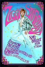 Ziggy Stardust Rainbow Theatre 13" X 19" Reproduction Concert Poster