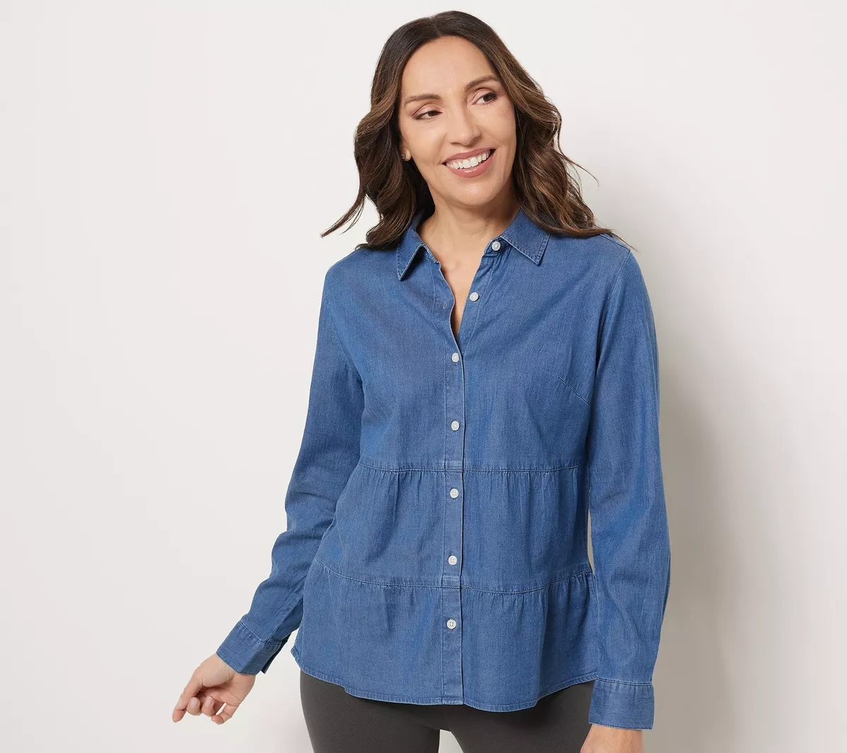 Denim & Co. TENCEL Denim Shirt Medium Wash XL New | eBay