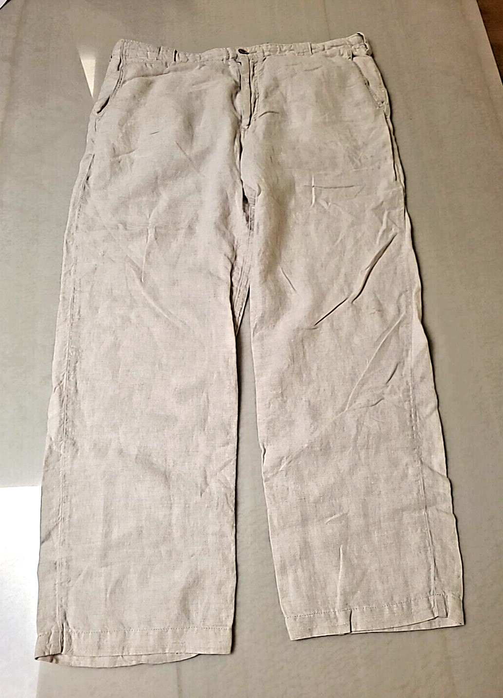 Tommy Bahama Pants Mens Size 40 Beige Khaki Linen Flat Front