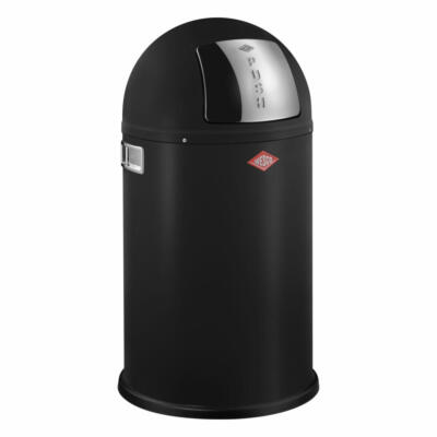 Wesco Waste Collector Pushboy Junior, Trash Can, Sheet Steel, Black Matte, 22 L
