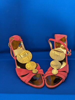 Robert Clergerie Paris rosa/koralle Wildleder Plateau Sandalen mit Knöchelriemen UK 3,5