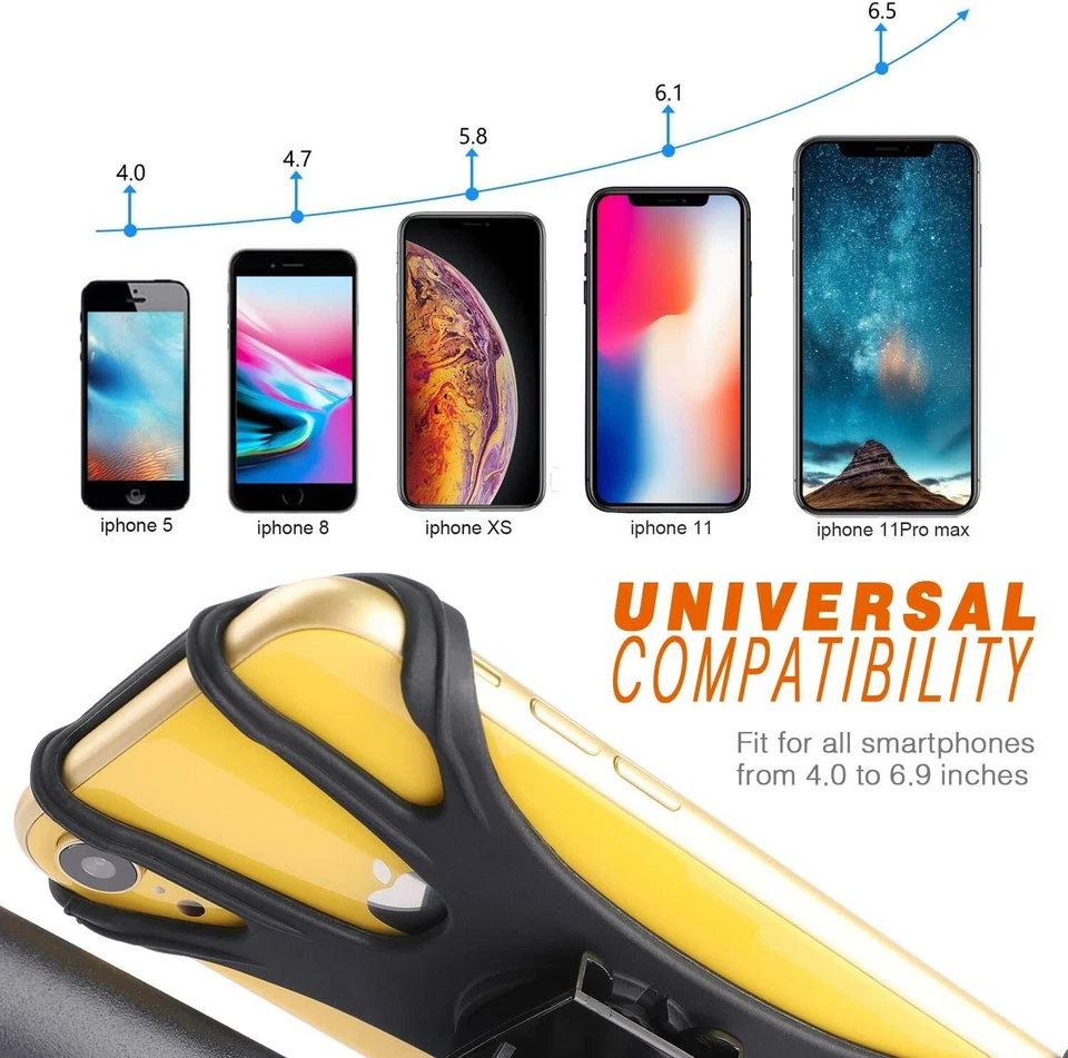 Silicone Detachable 360 Cell Phone Mount Holder For Bicycle  Motorcycle MTB Bike - Image 4 of 4