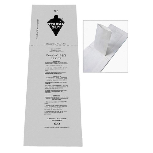 TOUGH GUY 3ZJK3 Vacuum Bag,Paper,1-Ply,Reusable,PK10 3ZJK3