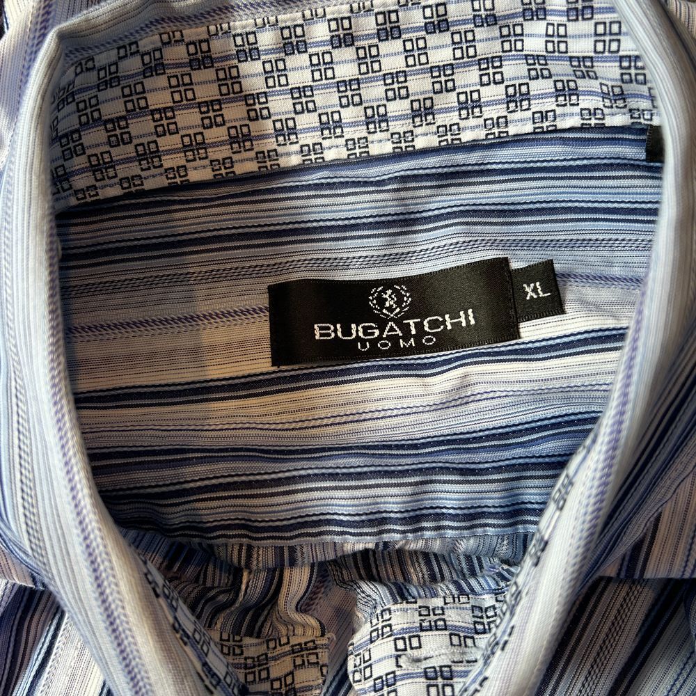 Bugatchi Uomo Blue Striped Button-Down Dress Shir… - image 4
