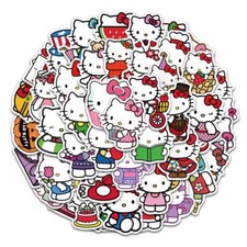Stickers Hello Kitty Doodle Decal Non Repeating Scrapbook Cartoon Kitten 50pcs