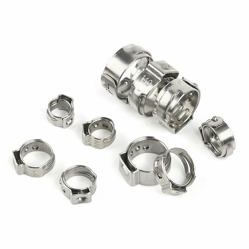 100PCS Hose Clamps Kit Stainless Steel Ear Cinch Ring Crimp Pinch Assortment Set - Picture 9 of 14