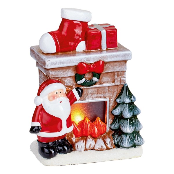 Weihnachten Led Kamin Szene Batterie Aufleuchtend Ornament 18Cm - Weihnachtsmann-image