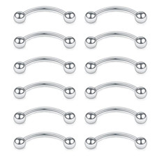 100Pcs/Lot Eyebrow/Lip Labret Piercing Rings Bar Ear Tragus Curved Barbell 14G