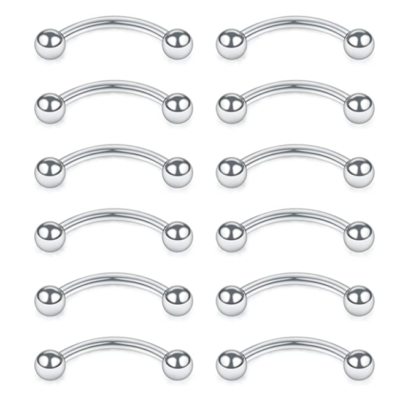 100Pcs/Lot Eyebrow/Lip Labret Piercing Rings Bar Ear Tragus Curved
