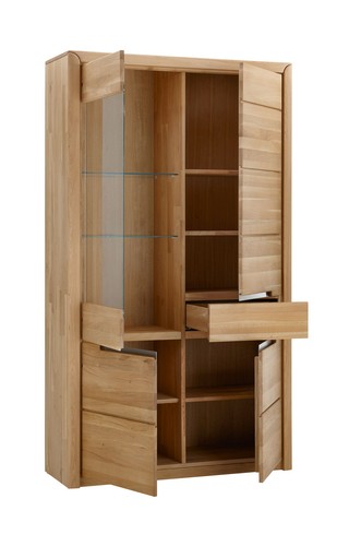 Vitrine Eiche massiv bianco 114x198x41 cm Glasvitrine Vitrinenschrank Pisa 2 - Bild 8 von 8