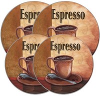 Range Kleen 5068 La Caffee Espresso Round Burner Kovers (4 Pack), White, New, Fr on sale Range Kleen 5068 La Caffee Espresso Round Burner Kovers (4 Pack), White, New, Fr on sale