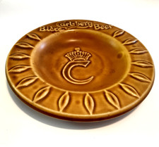 70's Vintage Carlsberg Beer Denmark Ceramic Stoneware 6½"  Ashtray MCM Decor