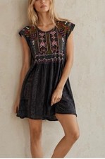 One September MAnthropologie Tunic Dress Boho Embroidered FestivalMini Beach
