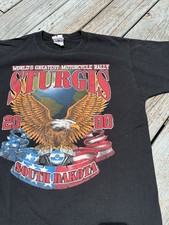 VINTAGE 2000 STURGIS SOUTH DAKOTA BIKE RALLY TEE SHIRT LARGE 90s BIKER BLACK