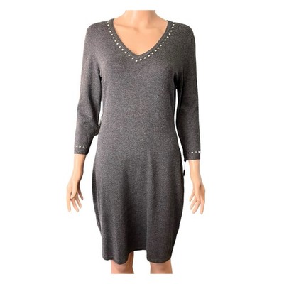 Calvin Klein Studded Neck Sweater Dress Med New With Tags! Soft Career Normcore