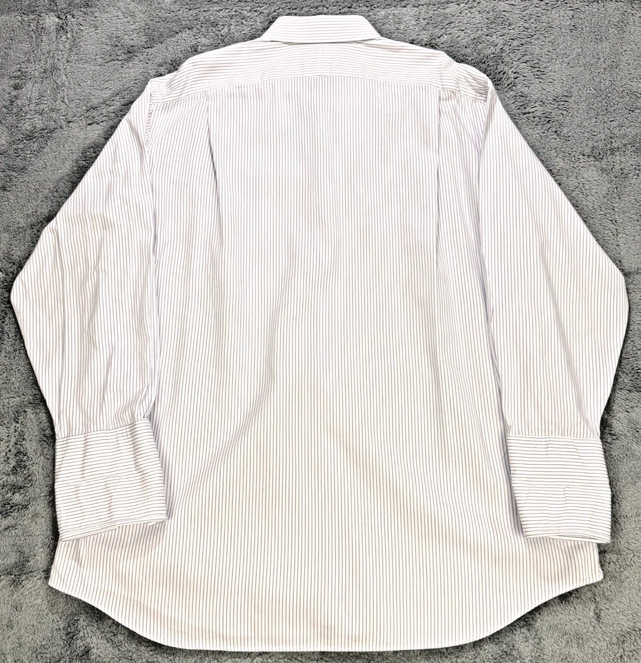 Paul Frederick French Cuff Shirt Men 18.5 35 White Striped LS Button Front - Image 3 of 4