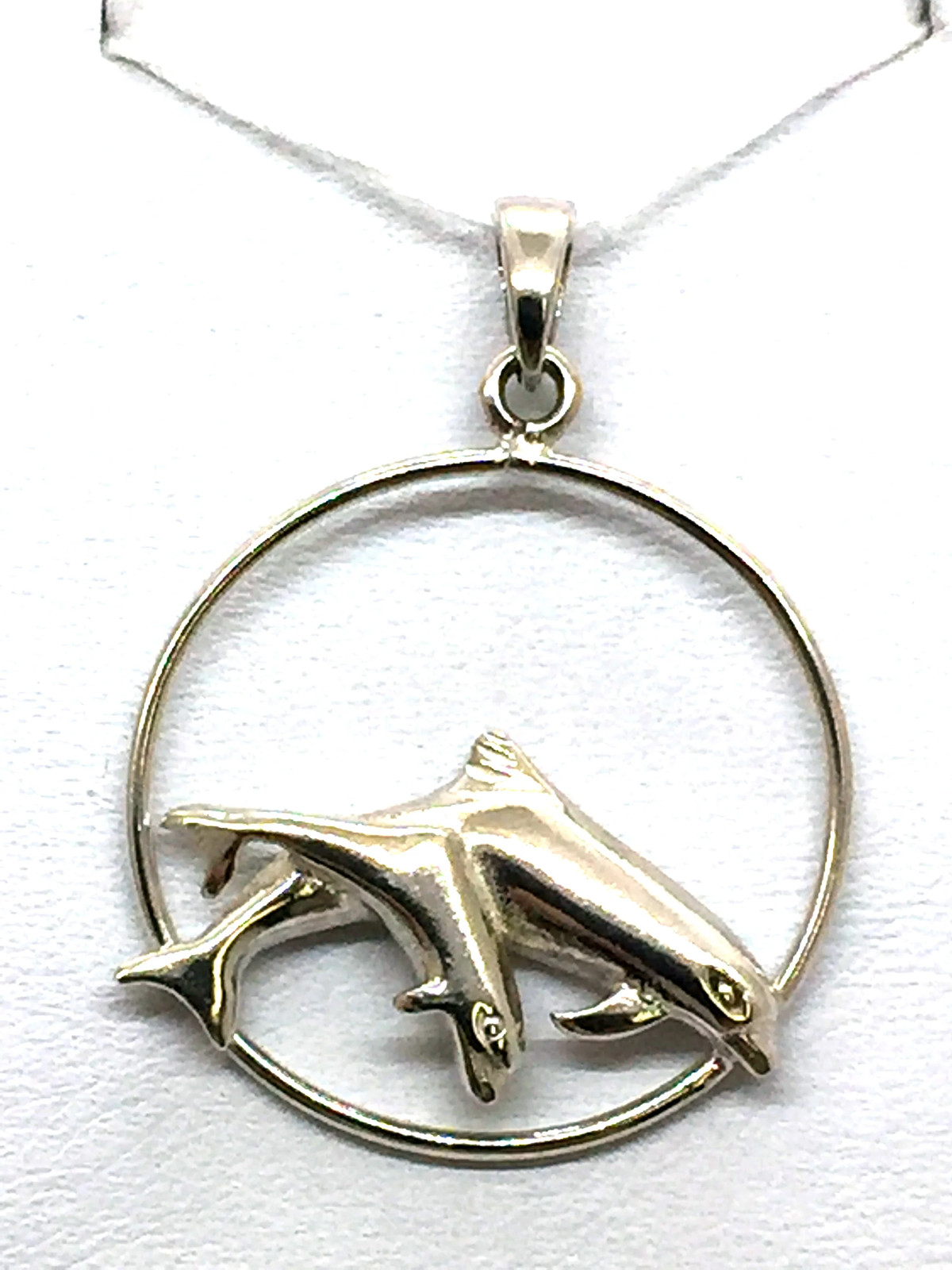 Solid Sterling Silver Twin Jumping Dolphin Pendant - image 8