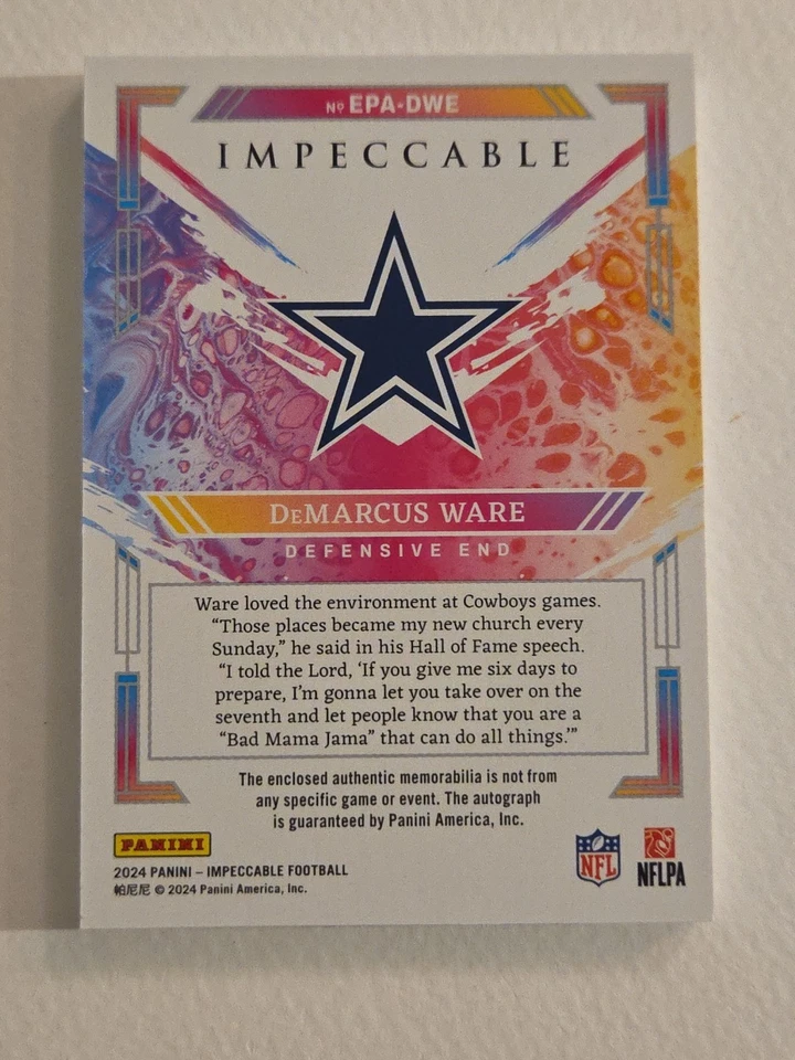 2024 Panini Impeccable - DeMarcus Ware #EPA-DWE Extravaganze P.A. /15 (AU, MEM) - Изображение 3 из 3