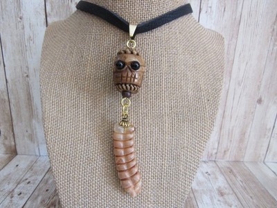 Rattlesnake Rattle Pendant Snake Necklace Spirit Animal Bone Jewelry Boho N5477