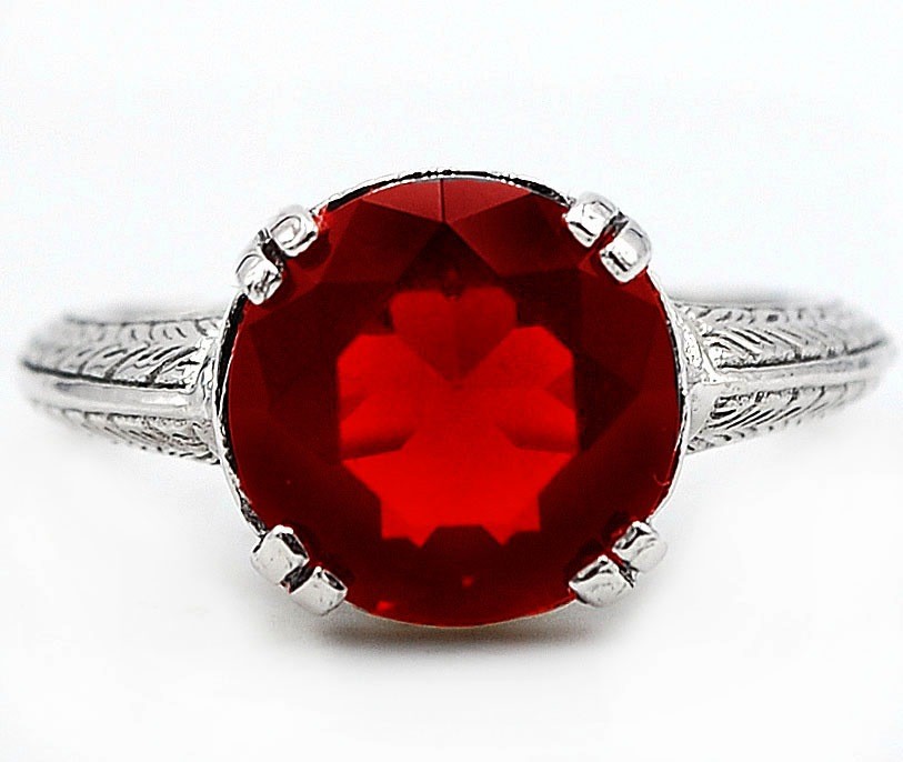 5CT Fire Garnet 925 Sterling Silver Filigree Ring Jewelry Sz 6,7,8 AZ3