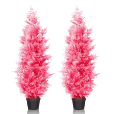 Artificial Cedar Tree 2Pack 4ft Outdoor Artificial Topiary Cedar Plants Fake ...