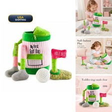 Mud Pie Pink Golf Plush Play Set Baby Golf Bag Toy Driver Putter Ball Rattle