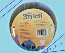 4-pk/16 oz. Tazas de plástico Disney, puntada en varias poses, fondo gris/blanco