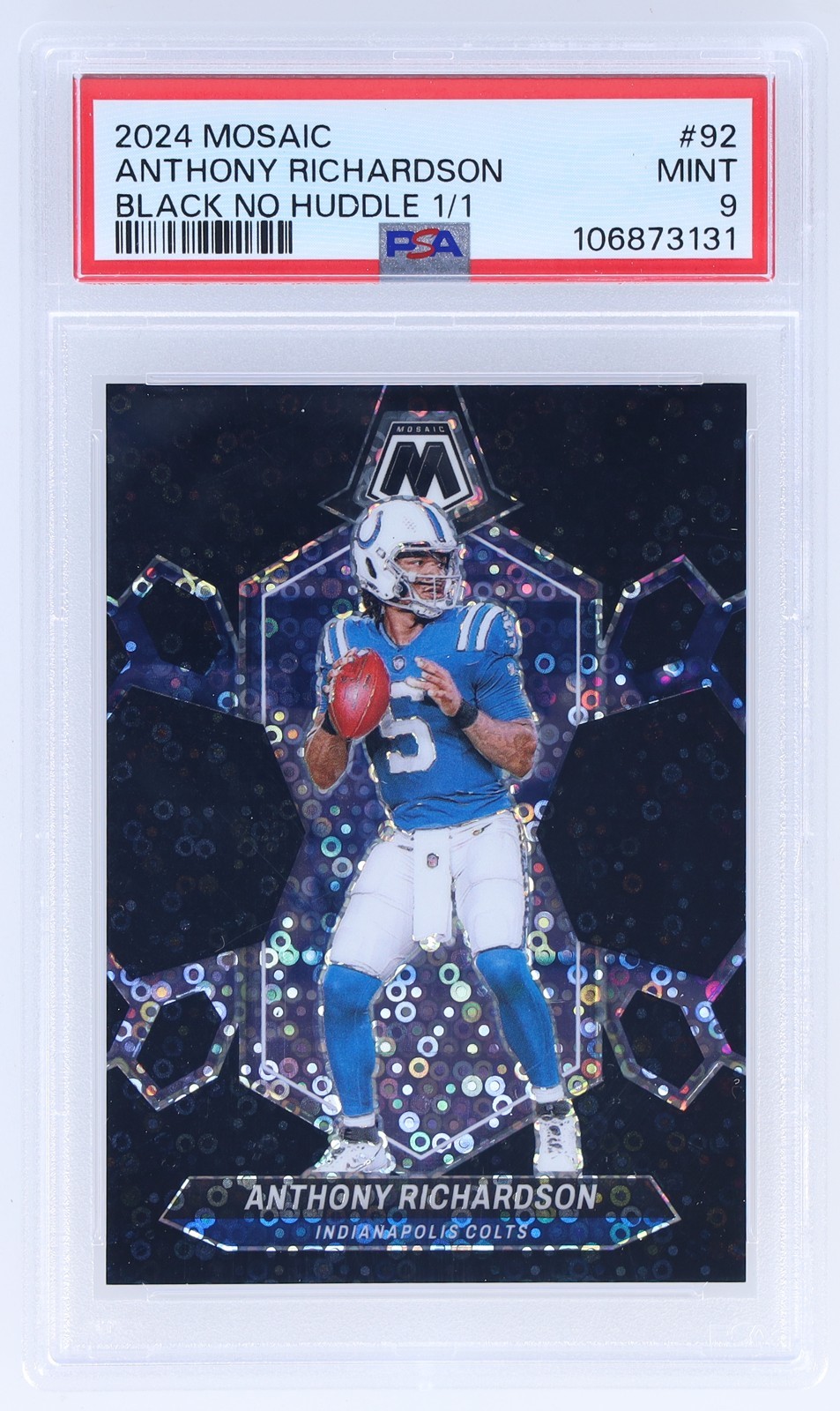 2024 Panini Mosaic Anthony Richardson #92 PSA 9 No Huddle Black 1/1 Football
