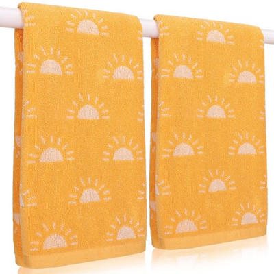 #ad 2Pcs Summer Boho Sun Hand Towels Mini Sun Cotton Bathroom Towels Sunshine $27.10