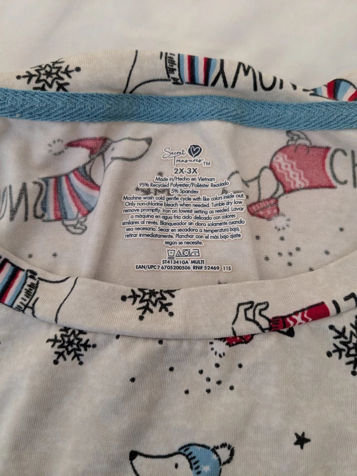 Camisa de dormir feminina Secret Treasures fofa design cachorros frios com bolsos 2X-3X - Imagem 2 de 4