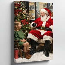 Cozy Nostalgic Christmas Scene Featuring A Jolly Santa Claus Wall Art Home Decor