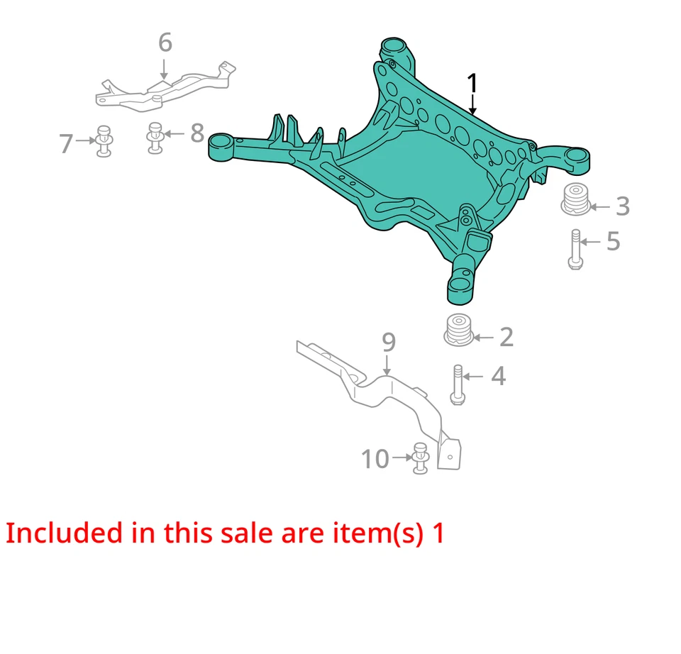Crossmember/K-Frame VIN Fp 7º y 8º dígito trasero compatible con 09-17 AUDI Q5 10249710 Foto 4 de 4