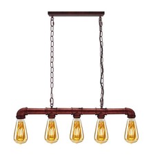 Pipe Chandelier 5 Way Iron Pendant Ceiling Hanging Indoor Kitchen Dining Island