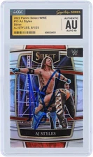 AJ Styles WWE Signed 2022 Panini Select Silver Prizm #13 CGC Fanatics 10 Card