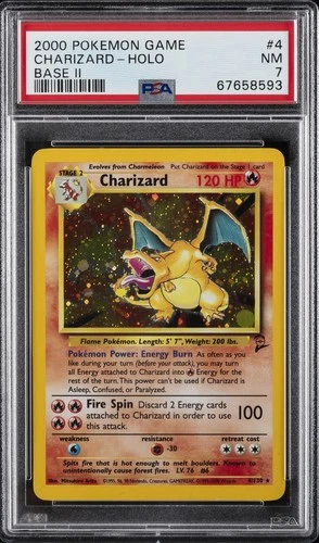 2000 POKEMON BASE SET 2 #4 CHARIZARD-HOLO PSA 7