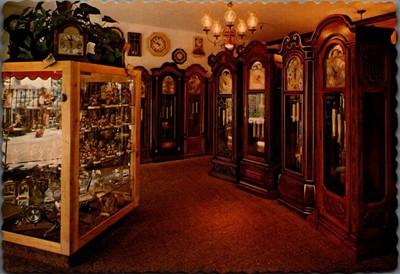 Vintage Clock Shop Postcard - Stunning Display of Clocks