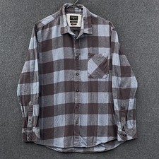 Camisa Quiksilver Motherfly Para Hombres Franela Abotonada Gris Azul Cuadros Bolsillo Talla M