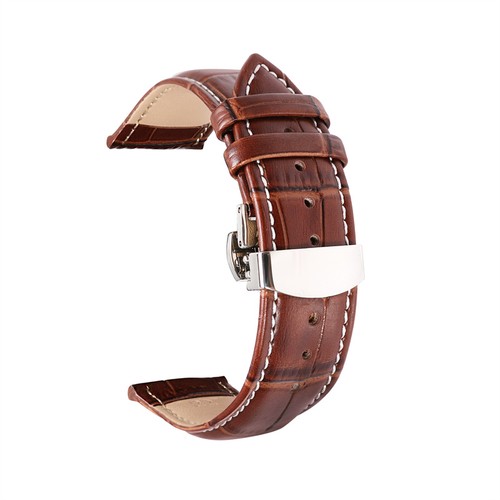 Correa de reloj de cuero genuino de repuesto 316L con hebilla de mariposa - Imagen 9 de 16
