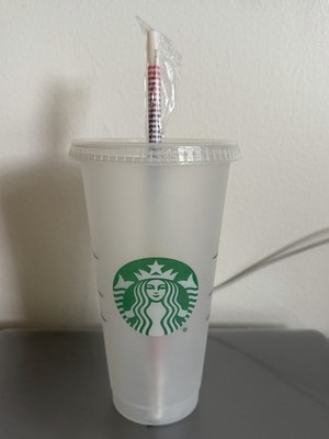 NEW Starbucks Reusable Cup With Rainbow Straw - 24oz. 