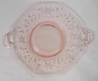 Pink Depression Glass Octagonal Handled 10.5" Serving Platter, Etched Flowers