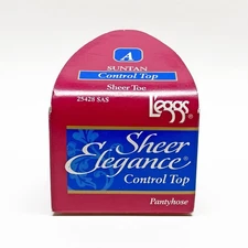 NIP Vintage 1995 Leggs Sheer Elegance Control Top Pantyhose A Suntan Sheer Toe 