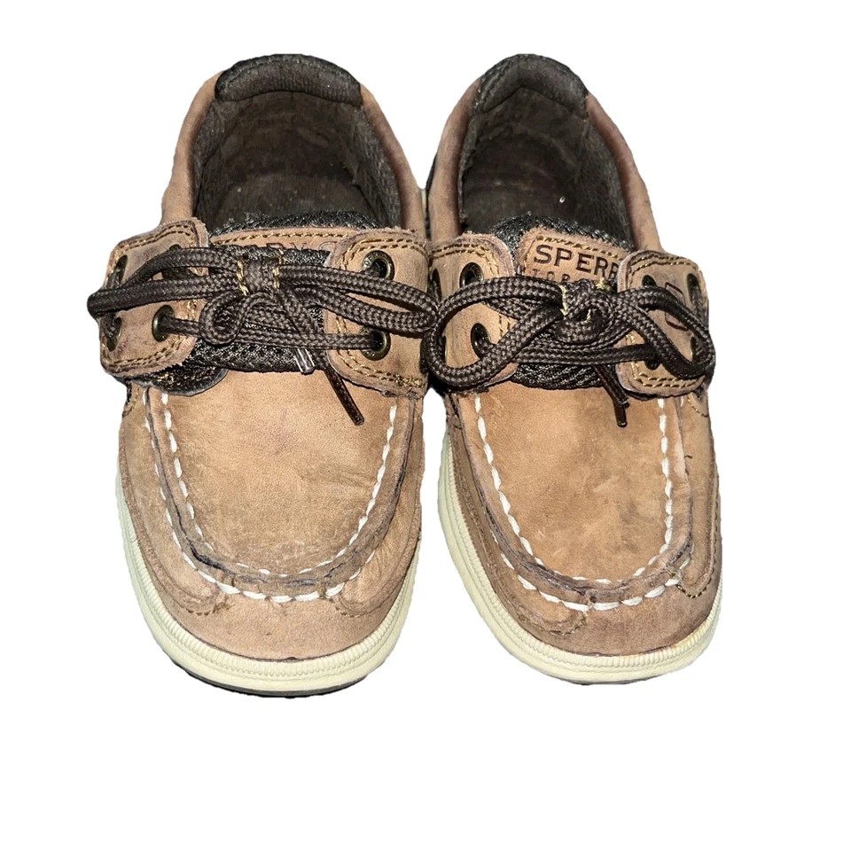 Sperry Boat Shoes Toddler Boys Size 7M Top Sider Brown Leather Casual - Image 4 of 4