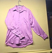 Geoffrey Beene Purple Sateen Wrinkle Free Dress Shirt M 15.5 34/35 Pockets